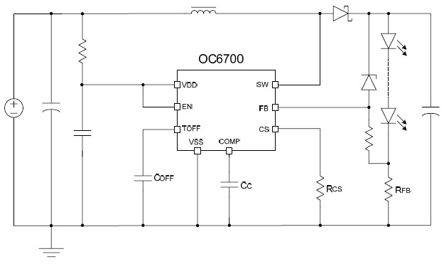 OC6700內(nèi)置_MOS直流升壓_LED恒流驅(qū)動器